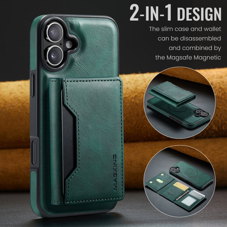 For iPhone 16 Plus DG.MING MAGKING-K2 Series MagSafe RFID Card Bag Detachable Phone Case(Green) - iPhone 16 Plus Cases by DG.MING | Online Shopping South Africa | PMC Jewellery | Buy Now Pay Later Mobicred