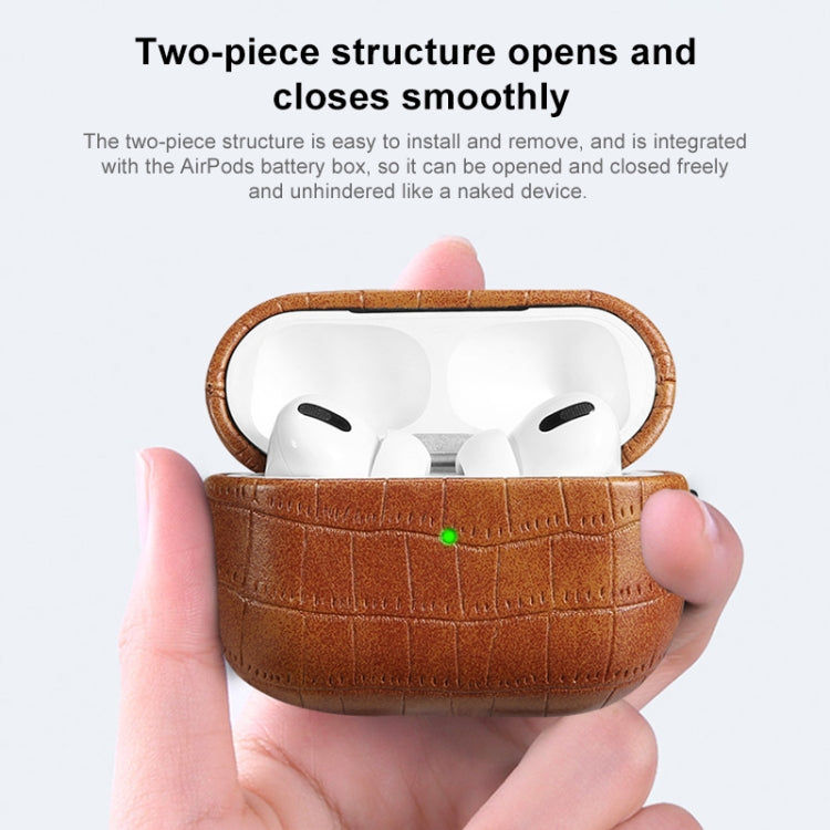 For AirPods Pro Crocodile Texture Earphone Protective Case(Black) - For AirPods Pro by PMC Jewellery | Online Shopping South Africa | PMC Jewellery | Buy Now Pay Later Mobicred