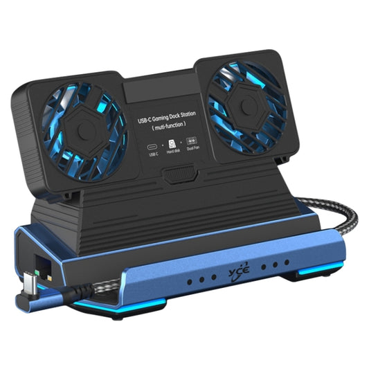 YCE-V279A 9 in 1 USB-C Gaming Dock Station with Detachable Fan(Blue Black) - Other Accessories by PMC Jewellery | Online Shopping South Africa | PMC Jewellery | Buy Now Pay Later Mobicred