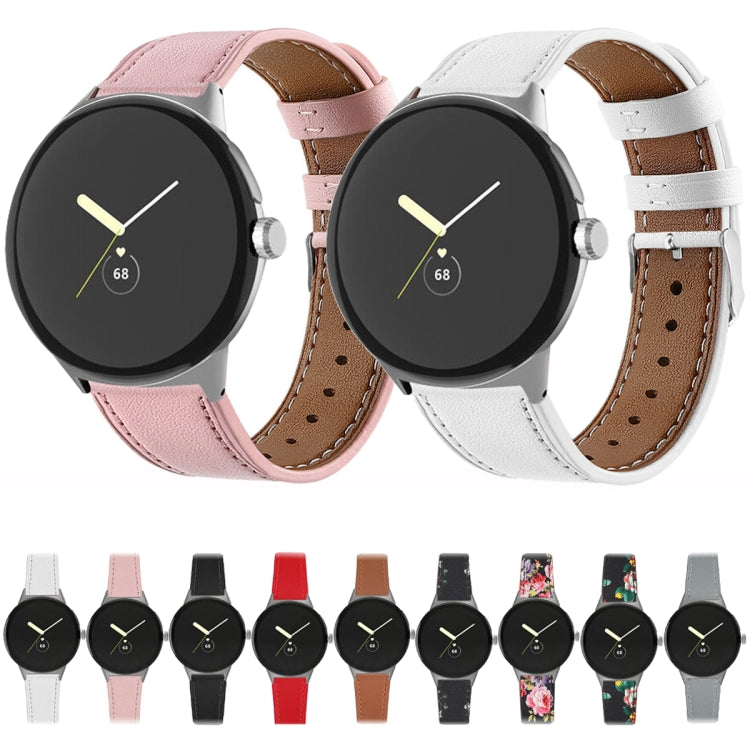 For Google Pixel Watch 3 45mm Round Tail Genuine Leather Watch Band(Black) - free shipping - PMc TechLife - Order now!