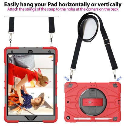 For iPad 10.2 2021 / 2020 / 2019 Bat Hand Grip Turntable Stand Tablet Case(Red Black) - iPad 10.2 Cases by PMC Jewellery | Online Shopping South Africa | PMC Jewellery | Buy Now Pay Later Mobicred