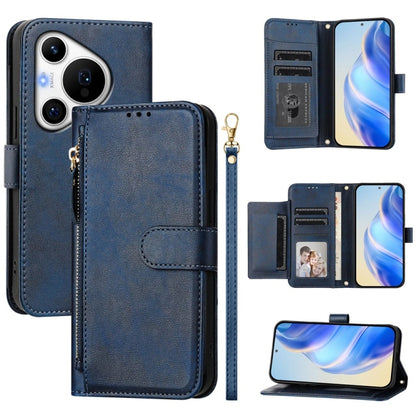 For Huawei Pura 70 Pro / Pura 70 Pro+ Multi-Card Slots Zipper Wallet Leather Phone Case(Blue) - Huawei Cases by PMC Jewellery | Online Shopping South Africa | PMC Jewellery | Buy Now Pay Later Mobicred