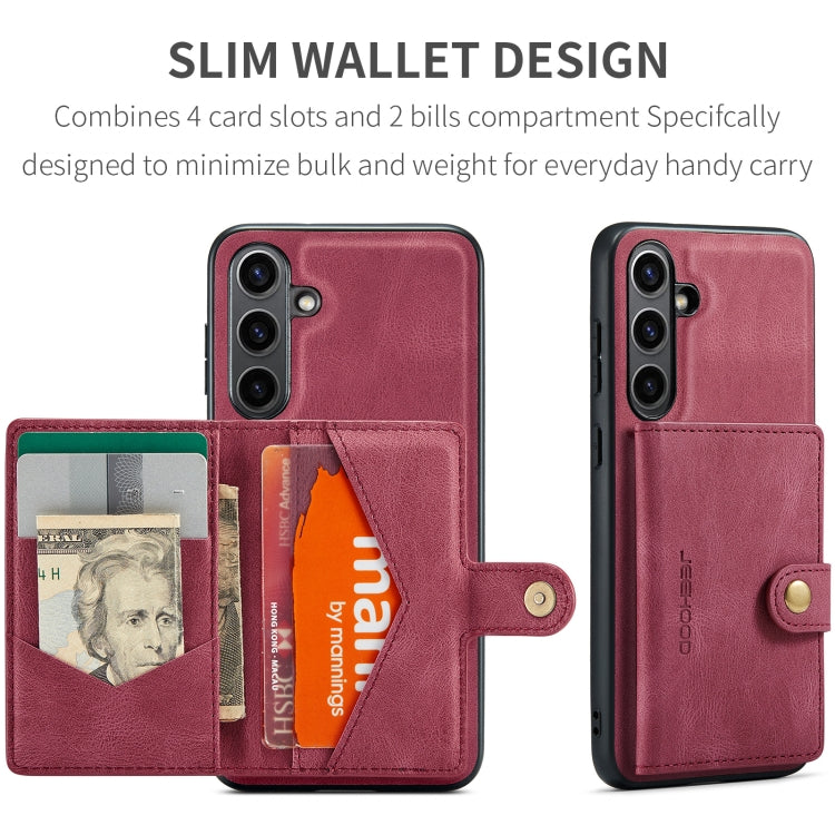 For Samsung Galaxy S24 FE 5G JEEHOOD J01 Retro Magnetic Detachable Wallet Phone Case(Red) - Galaxy S24 FE 5G Cases by JEEHOOD | Online Shopping South Africa | PMC Jewellery | Buy Now Pay Later Mobicred