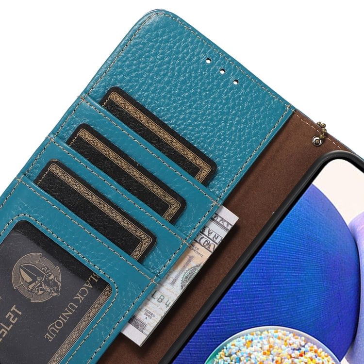 For Honor X9c Genuine Leather Litchi Texture RFID Leather Phone Case(Blue) - Honor Cases by PMC TechLife | Online Shopping South Africa | PMC TechLife | Buy Now Pay Later Mobicred
