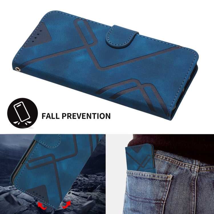 For Samsung Galaxy S25+ 5G Line Pattern Skin Feel Leather Phone Case(Royal Blue) - Galaxy S25+ 5G Cases by PMC Jewellery | Online Shopping South Africa | PMC Jewellery | Buy Now Pay Later Mobicred