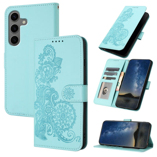 For Samsung Galaxy S25+ 5G Datura Flower Embossed Flip Leather Phone Case(Light Blue) - Galaxy S25+ 5G Cases by PMC Jewellery | Online Shopping South Africa | PMC Jewellery | Buy Now Pay Later Mobicred