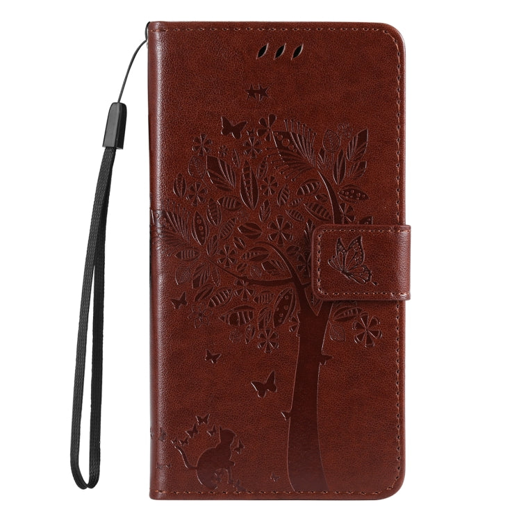 For Samsung Galaxy S25 Ultra 5G Tree & Cat Embossed Pattern Flip Leather Phone Case(Coffee) - Galaxy S25 Ultra 5G Cases by PMC Jewellery | Online Shopping South Africa | PMC Jewellery | Buy Now Pay Later Mobicred