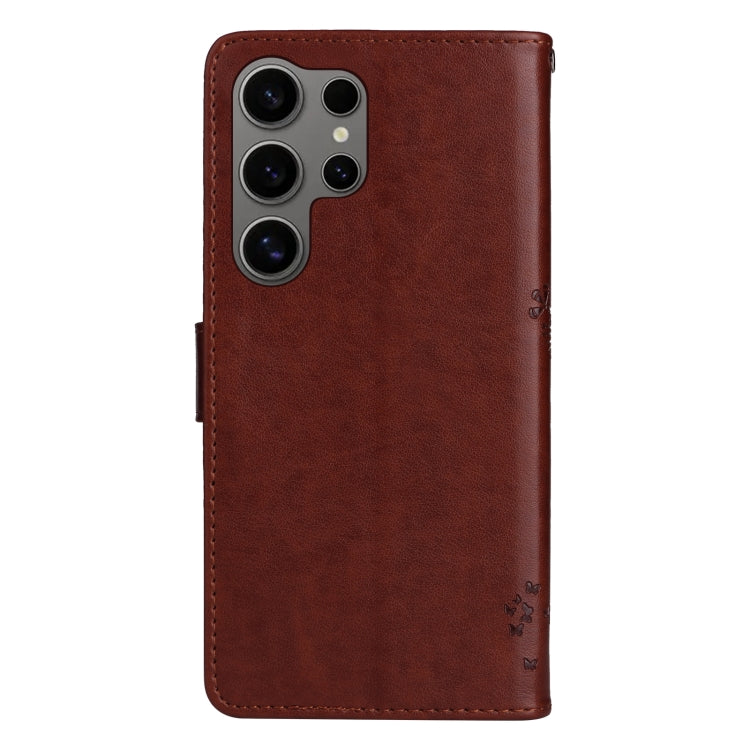 For Samsung Galaxy S25 Ultra 5G Tree & Cat Embossed Pattern Flip Leather Phone Case(Coffee) - Galaxy S25 Ultra 5G Cases by PMC Jewellery | Online Shopping South Africa | PMC Jewellery | Buy Now Pay Later Mobicred