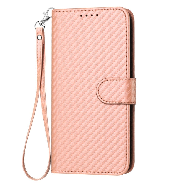 For Samsung Galaxy S25+ 5G YX0070 Carbon Fiber Buckle Leather Phone Case with Lanyard(Pink) - Galaxy S25+ 5G Cases by PMC Jewellery | Online Shopping South Africa | PMC Jewellery | Buy Now Pay Later Mobicred