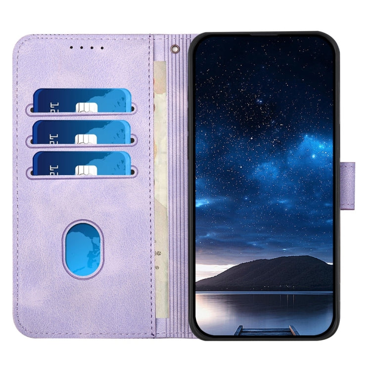 For Samsung Galaxy S25+ 5G YX0080 Grid Butterfly Embossed Pattern Flip Leather Phone Case with Lanyard(Light Purple) - Galaxy S25+ 5G Cases by PMC Jewellery | Online Shopping South Africa | PMC Jewellery | Buy Now Pay Later Mobicred