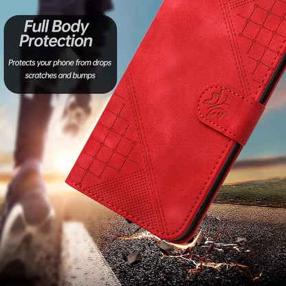 For Samsung Galaxy S25 Ultra 5G YX0080 Grid Butterfly Embossed Pattern Flip Leather Phone Case with Lanyard(Red) - Galaxy S25 Ultra 5G Cases by PMC Jewellery | Online Shopping South Africa | PMC Jewellery | Buy Now Pay Later Mobicred