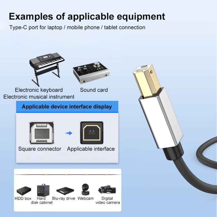 2 in 1 Type-C and USB-A to USB-B MIDI Instruments Printer Cable, Length: 1m, Length:1m(Black) - Multifunctional Cable by PMC Jewellery | Online Shopping South Africa | PMC Jewellery | Buy Now Pay Later Mobicred