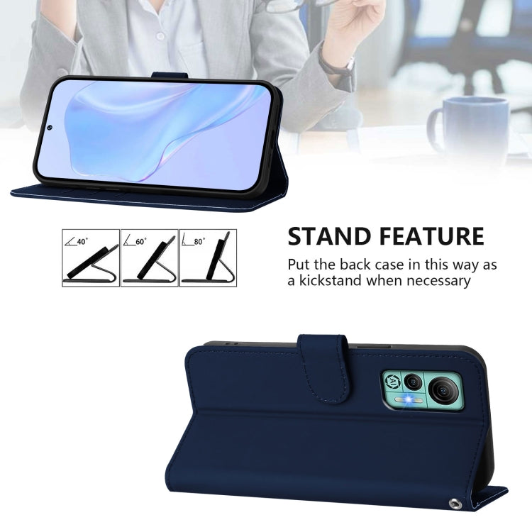 For Ulefone Note 14 Skin Feel Solid Color Leather Phone Case with Lanyard(Navy Blue) - free shipping - PMC Jewellery - Order now!