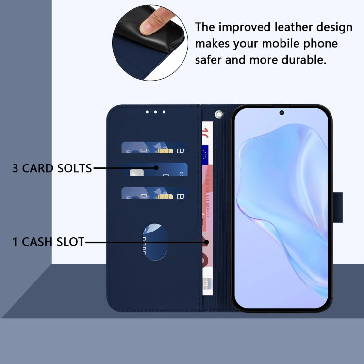 For Ulefone Note 14 Skin Feel Solid Color Leather Phone Case with Lanyard(Navy Blue) - free shipping - PMC Jewellery - Order now!