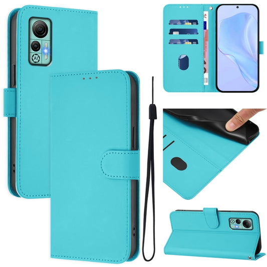 For Ulefone Note 14 Skin Feel Solid Color Leather Phone Case with Lanyard(Lake Blue) - Ulefone Cases by PMC Jewellery | Online Shopping South Africa | PMC Jewellery | Buy Now Pay Later Mobicred