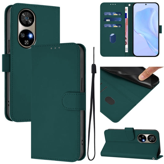 For Ulefone Note 17 Pro Skin Feel Solid Color Leather Phone Case with Lanyard(Dark Green) - Ulefone Cases by PMC Jewellery | Online Shopping South Africa | PMC Jewellery | Buy Now Pay Later Mobicred