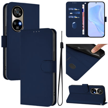 For Ulefone Note 17 Pro Skin Feel Solid Color Leather Phone Case with Lanyard(Navy Blue) - Ulefone Cases by PMC Jewellery | Online Shopping South Africa | PMC Jewellery | Buy Now Pay Later Mobicred