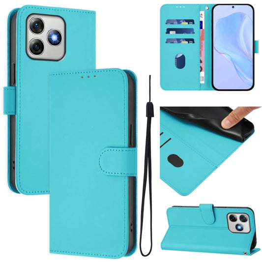 For Ulefone Note 18 Ultra Skin Feel Solid Color Leather Phone Case with Lanyard(Lake Blue) - Ulefone Cases by PMC Jewellery | Online Shopping South Africa | PMC Jewellery | Buy Now Pay Later Mobicred