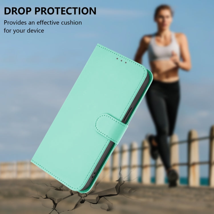For iPhone 16e Skin Feel Solid Color Leather Phone Case with Lanyard(Mint Green) - iPhone 16e Cases by PMC TechLife | Online Shopping South Africa | PMC TechLife | Buy Now Pay Later Mobicred