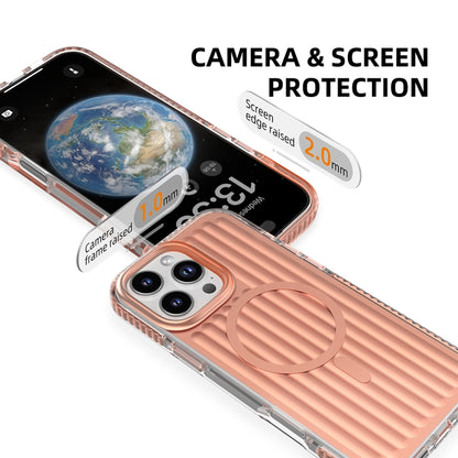 For iPhone 16 Mutural Corrugated Texture Magsafe Magnetic Shockproof Phone Case(Antique Brass) - iPhone 16 Cases by Mutural | Online Shopping South Africa | PMC Jewellery | Buy Now Pay Later Mobicred