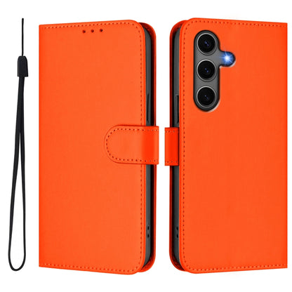 For Samsung Galaxy S25+ 5G Skin Feel Solid Color Leather Phone Case with Lanyard(Orange) - Galaxy S25+ 5G Cases by PMC Jewellery | Online Shopping South Africa | PMC Jewellery | Buy Now Pay Later Mobicred