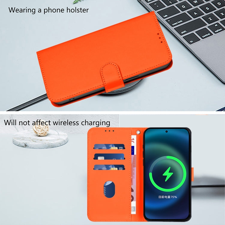 For Samsung Galaxy S25+ 5G Skin Feel Solid Color Leather Phone Case with Lanyard(Orange) - Galaxy S25+ 5G Cases by PMC Jewellery | Online Shopping South Africa | PMC Jewellery | Buy Now Pay Later Mobicred