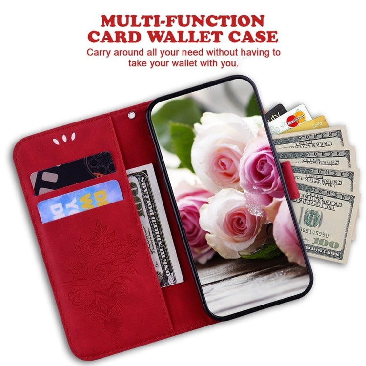 For Samsung Galaxy S25 5G Butterfly Rose Embossed Leather Phone Case(Red) - Galaxy S25 5G Cases by PMC TechLife | Online Shopping South Africa | PMC TechLife | Buy Now Pay Later Mobicred