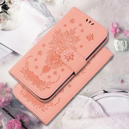 For Samsung Galaxy S25 5G Butterfly Rose Embossed Leather Phone Case(Pink) - Galaxy S25 5G Cases by PMC Jewellery | Online Shopping South Africa | PMC Jewellery | Buy Now Pay Later Mobicred