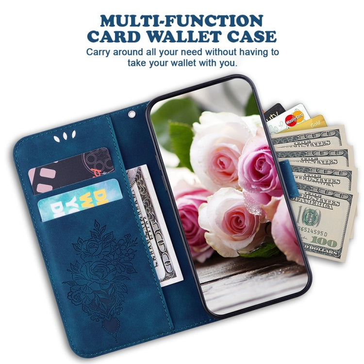 For Samsung Galaxy S25+ 5G Butterfly Rose Embossed Leather Phone Case(Blue) - Galaxy S25+ 5G Cases by PMC Jewellery | Online Shopping South Africa | PMC Jewellery | Buy Now Pay Later Mobicred