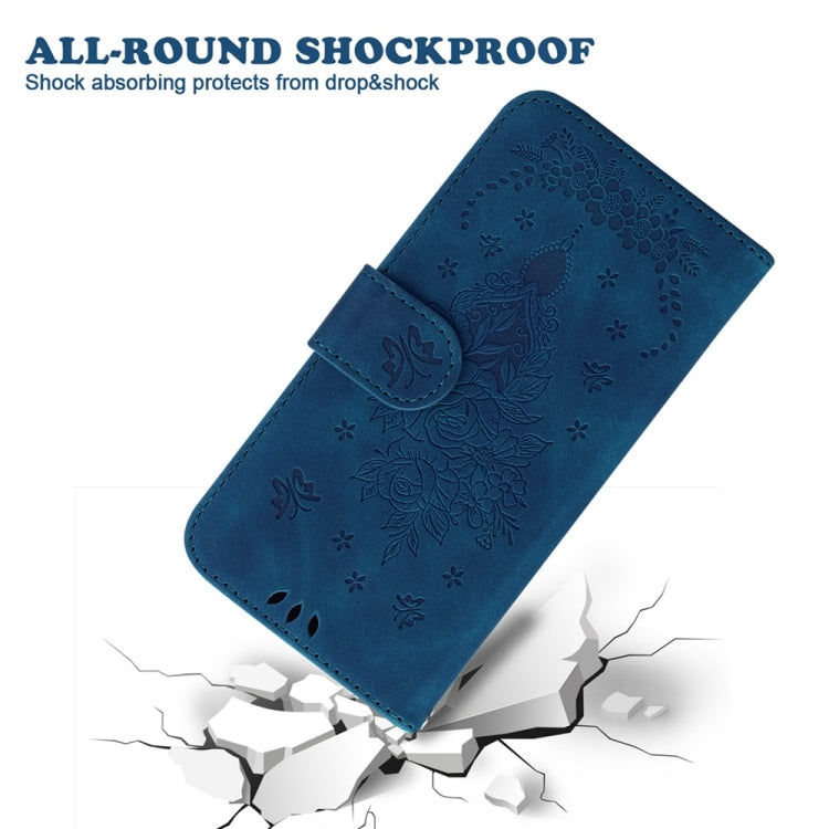 For Samsung Galaxy S25+ 5G Butterfly Rose Embossed Leather Phone Case(Blue) - Galaxy S25+ 5G Cases by PMC TechLife | Online Shopping South Africa | PMC TechLife | Buy Now Pay Later Mobicred