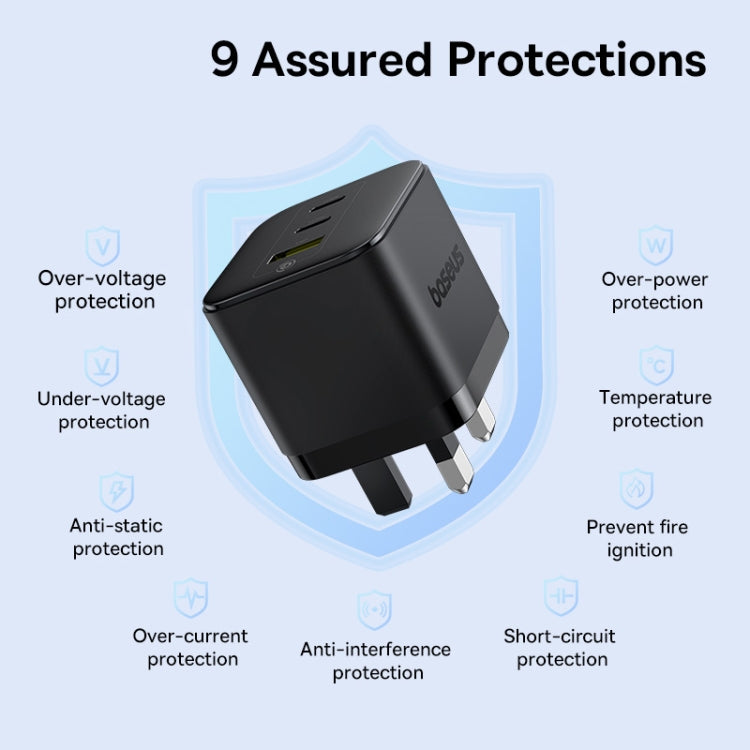 Baseus PD65W USB and 2 USB-C / Type-C Fast Charger With 1m Type-C Cable, Plug Type:UK Plug(Black) - free shipping - PMC TechLife - Order now!