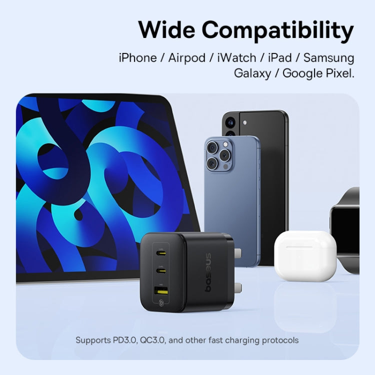 Baseus PD65W USB and 2 USB-C / Type-C Fast Charger With 1m Type-C Cable, Plug Type:UK Plug(Black) - free shipping - PMC TechLife - Order now!