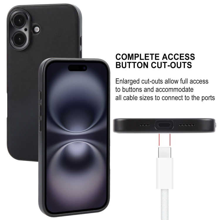 For iPhone 16 Plus GEBEI Plain Leather TPU Hybrid PU Phone Case(Black) - free shipping - PMC Jewellery - Order now!
