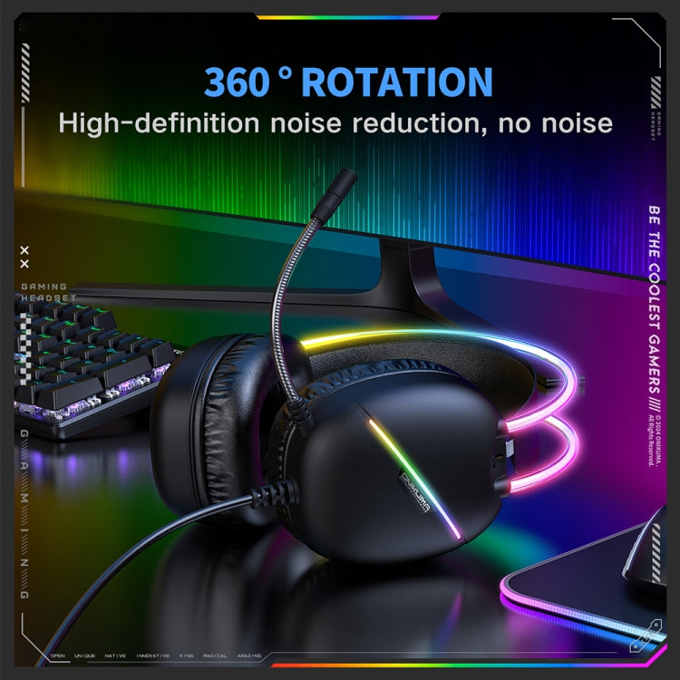 ONIKUMA X33 Head-mounted RGB Light E-Sports Gaming Headset, Cable Length: 2m(Black) - Multimedia Headset by ONIKUMA | Online Shopping South Africa | PMC TechLife | Buy Now Pay Later Mobicred