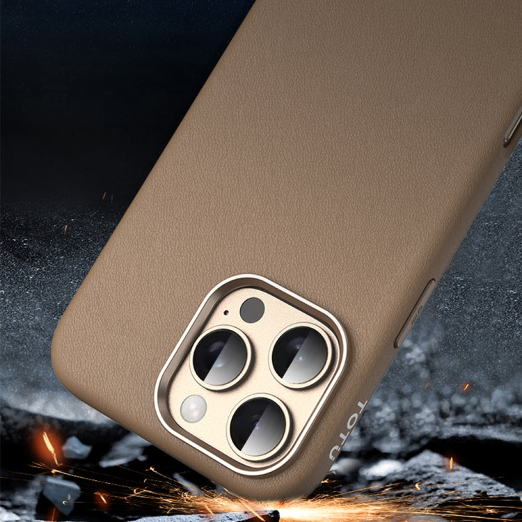 For iPhone 16 Pro TOTU PC-17 Mulsanne Series Plain Leather MagSafe Magnetic Phone Case(Gold) - iPhone 16 Pro Cases by TOTUDESIGN | Online Shopping South Africa | PMC Jewellery | Buy Now Pay Later Mobicred