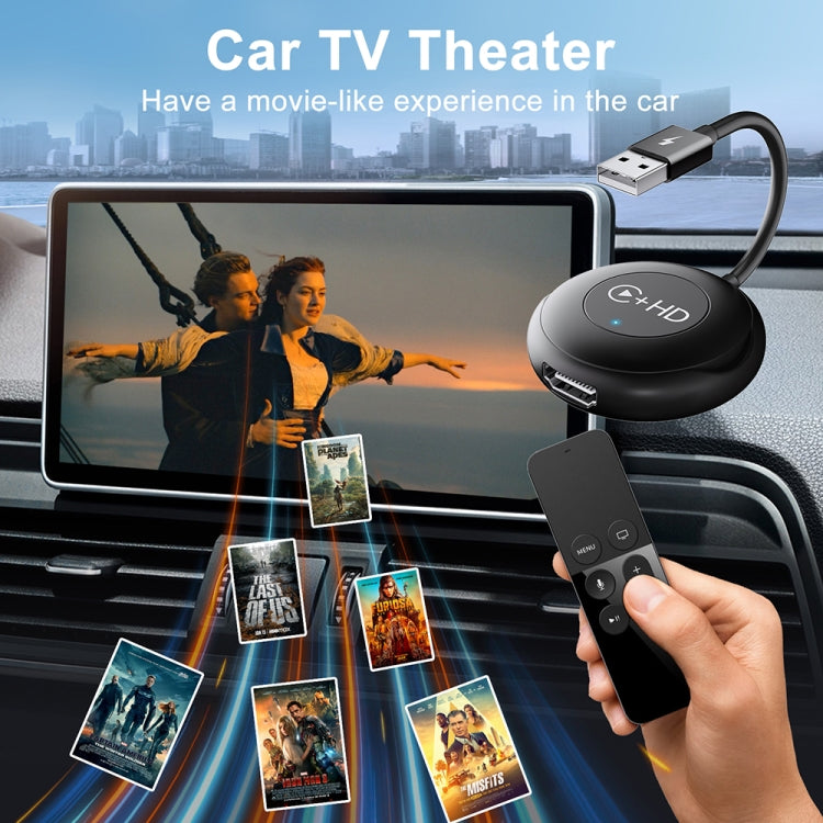 USB and HDMI Wired to Wireless CarPlay Auto Adapter, Specification:Round(Carbon Fiber) - Bluetooth Adapters by PMC Jewellery | Online Shopping South Africa | PMC Jewellery | Buy Now Pay Later Mobicred