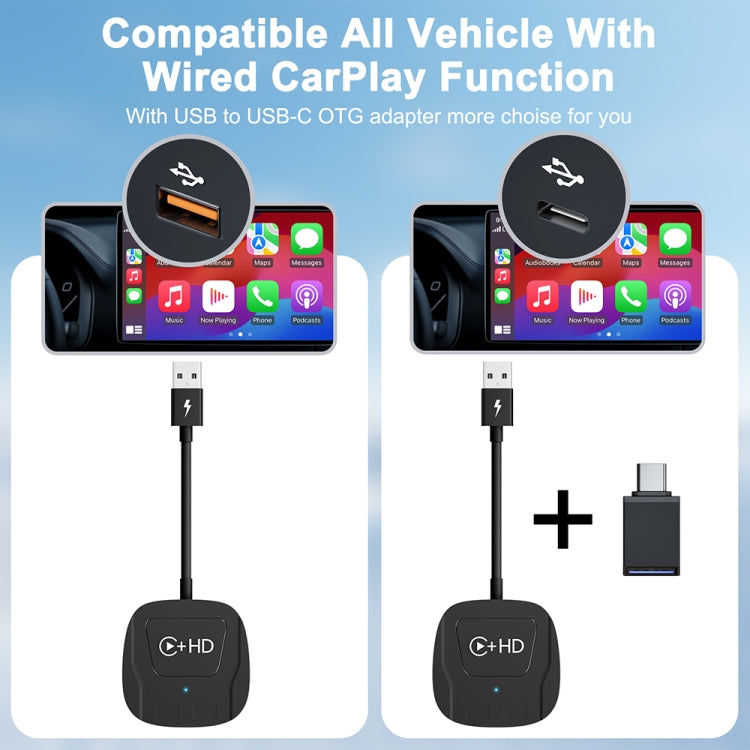 USB and HDMI Wired to Wireless CarPlay Auto Adapter, Specification:Square(Carbon Fiber) - Bluetooth Adapters by PMC Jewellery | Online Shopping South Africa | PMC Jewellery | Buy Now Pay Later Mobicred