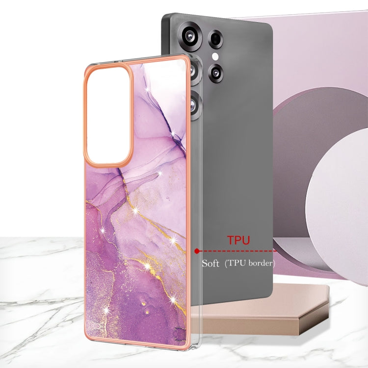 For Samsung Galaxy S25 Ultra 5G Electroplating Marble Pattern Dual-side IMD TPU Shockproof Phone Case(Purple 001) - Galaxy S25 Ultra 5G Cases by PMC Jewellery | Online Shopping South Africa | PMC Jewellery | Buy Now Pay Later Mobicred