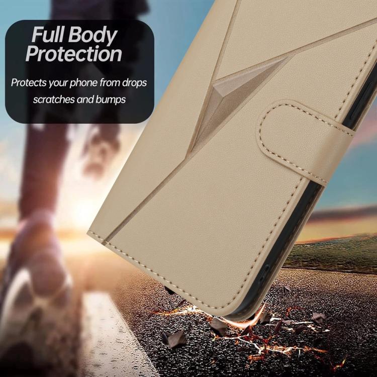 For iPhone 17 Triangle Pattern Buckle Clasp Leather Phone Case(Gold) - free shipping - PMc TechLife - Order now!