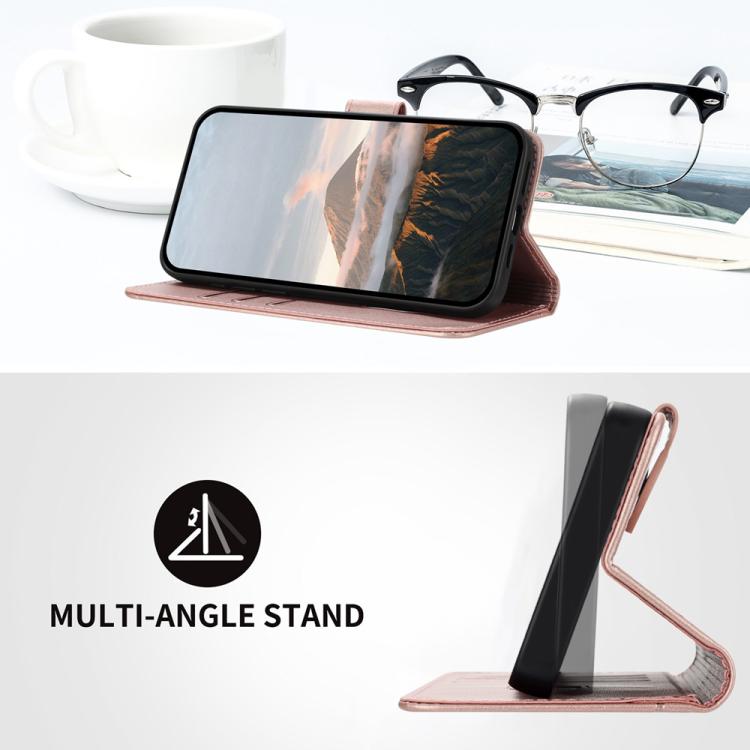 For iPhone 17 Pro Max Triangle Pattern Buckle Clasp Leather Phone Case(Rose Gold) - free shipping - PMc TechLife - Order now!