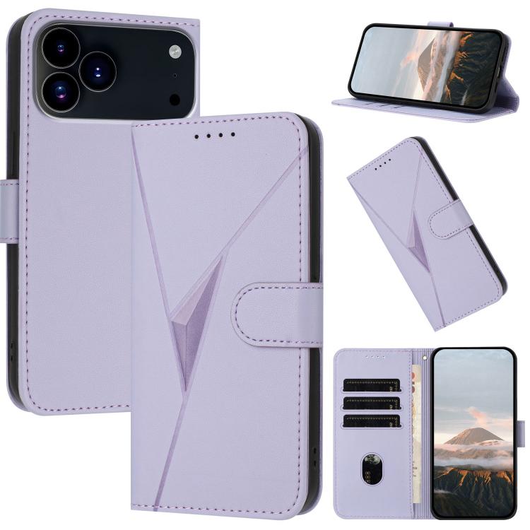 For iPhone 17 Pro Triangle Pattern Buckle Clasp Leather Phone Case(Light Purple) - free shipping - PMc TechLife - Order now!