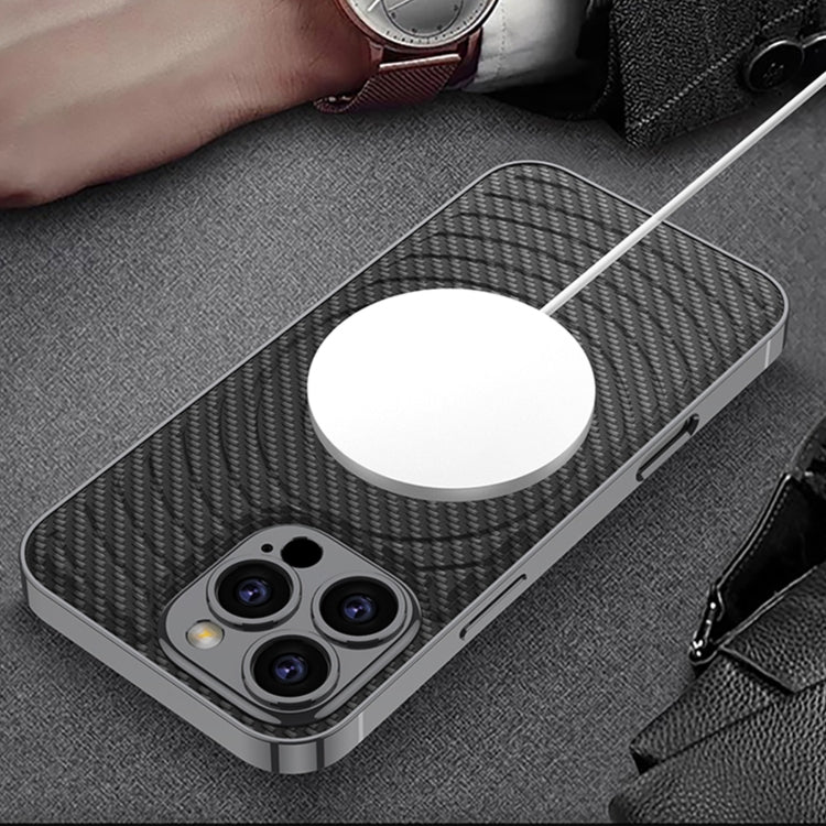 For iPhone 16 Pro GKK Plating Leather Wave MagSafe Phone Case(Carbon Fiber) - iPhone 16 Pro Cases by GKK | Online Shopping South Africa | PMC Jewellery | Buy Now Pay Later Mobicred