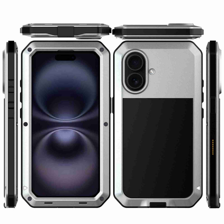 For iPhone 16 Plus RedPepper Triple-proof Metal Phone Case(Silver) - free shipping - PMC Jewellery - Order now!