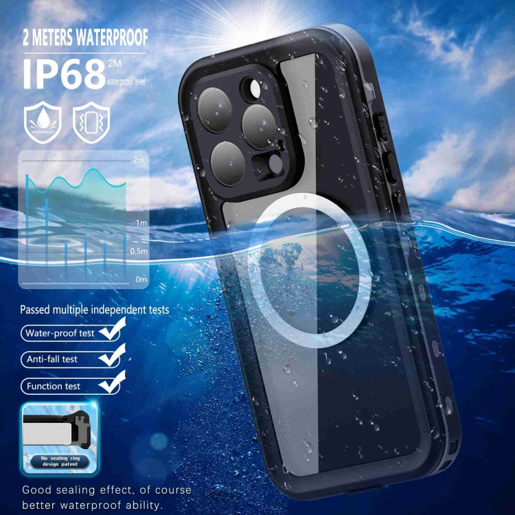 For iPhone 16 Pro RedPepper Transparent Dot IP68 Waterproof Triple-proof MagSafe Phone Case(Black Dark Grey) - iPhone 16 Plus Cases by RedPepper | Online Shopping South Africa | PMC Jewellery | Buy Now Pay Later Mobicred