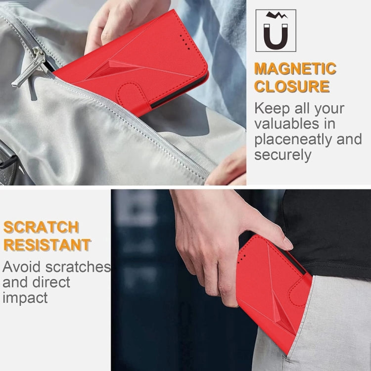 For Samsung Galaxy S25 5G Triangle Pattern Buckle Clasp Leather Phone Case(Red) - Galaxy S25 5G Cases by PMC Jewellery | Online Shopping South Africa | PMC Jewellery | Buy Now Pay Later Mobicred
