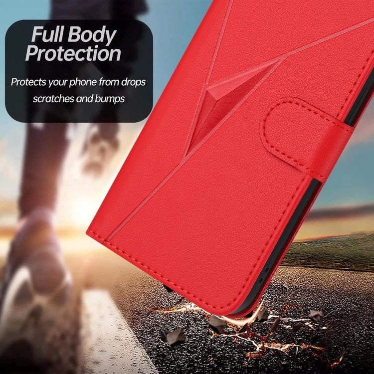 For Samsung Galaxy S25 5G Triangle Pattern Buckle Clasp Leather Phone Case(Red) - Galaxy S25 5G Cases by PMC Jewellery | Online Shopping South Africa | PMC Jewellery | Buy Now Pay Later Mobicred