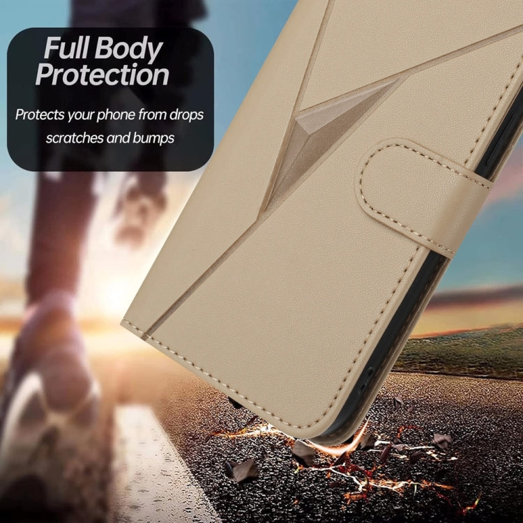 For Samsung Galaxy S25 Ultra 5G Triangle Pattern Buckle Clasp Leather Phone Case(Gold) - Galaxy S25 Ultra 5G Cases by PMC Jewellery | Online Shopping South Africa | PMC Jewellery | Buy Now Pay Later Mobicred