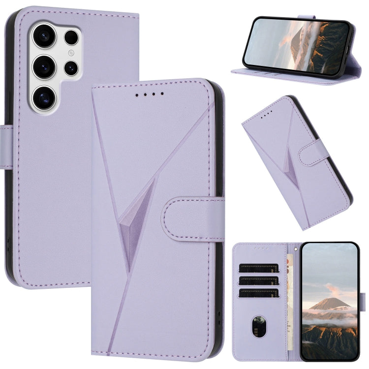 For Samsung Galaxy S25 Ultra 5G Triangle Pattern Buckle Clasp Leather Phone Case(Light Purple) - Galaxy S25 Ultra 5G Cases by PMC Jewellery | Online Shopping South Africa | PMC Jewellery | Buy Now Pay Later Mobicred