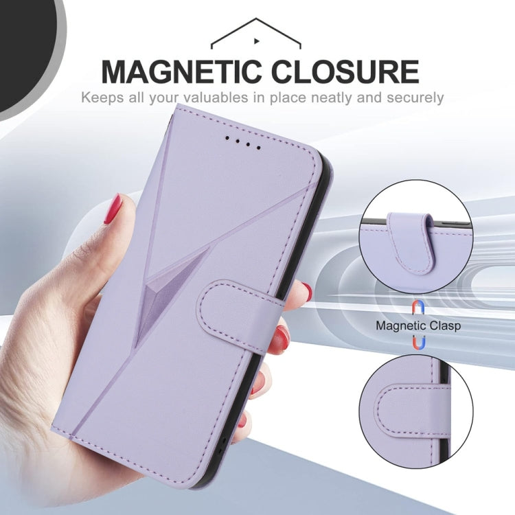 For Samsung Galaxy S25 Ultra 5G Triangle Pattern Buckle Clasp Leather Phone Case(Light Purple) - Galaxy S25 Ultra 5G Cases by PMC Jewellery | Online Shopping South Africa | PMC Jewellery | Buy Now Pay Later Mobicred