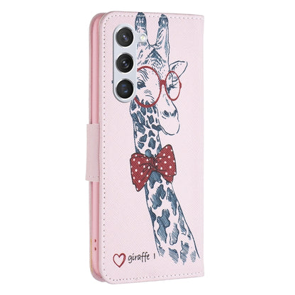 For Samsung Galaxy S25 5G Colored Drawing Pattern Leather Phone Case(Giraffe) - Galaxy S25 5G Cases by PMC Jewellery | Online Shopping South Africa | PMC Jewellery | Buy Now Pay Later Mobicred